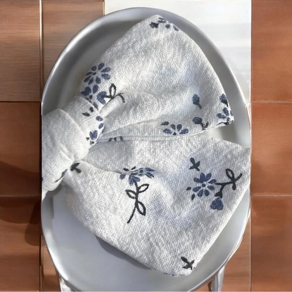 Handmade floral print hand tied Hair bows for kids